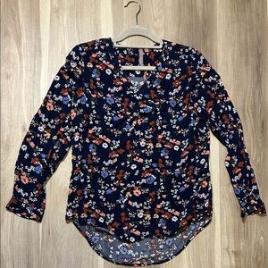 Stitch Fix Brina & Em Floral Long Sleeve Top - Navy Floral Top - small